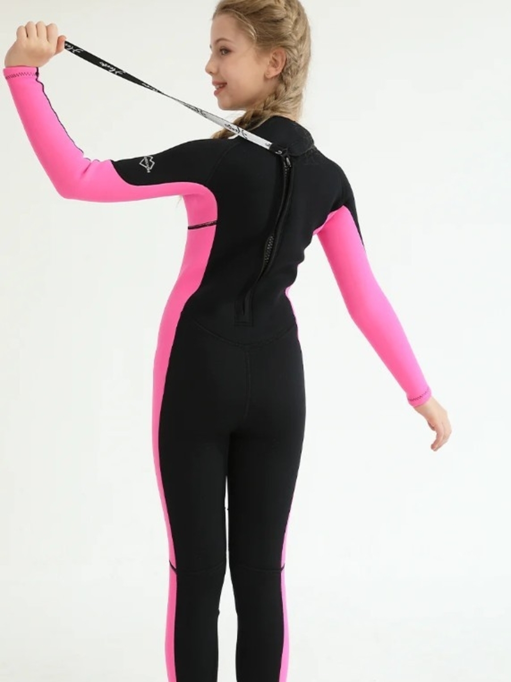 Kids Pink & Black Full-Body One-Piece Wetsuit